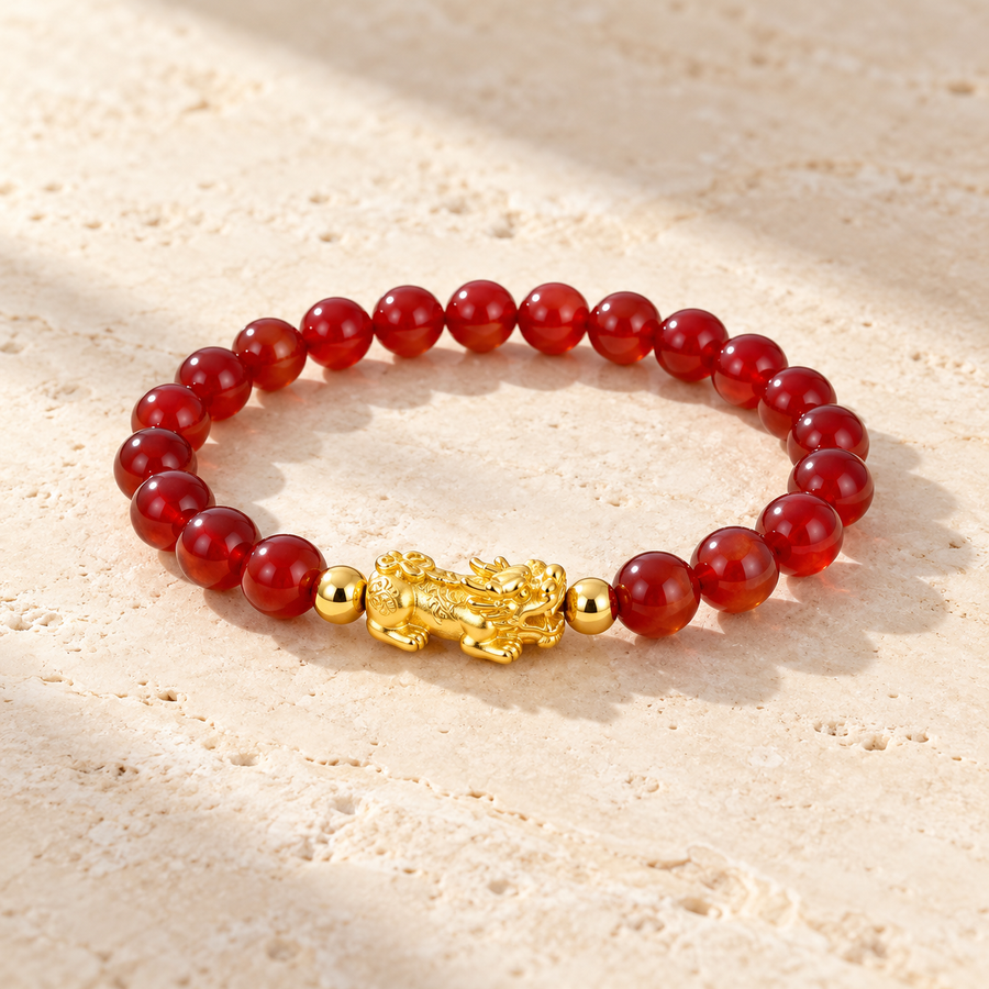 Bonne fortune — Bracelet Fortune | Agate rouge et Pixiu