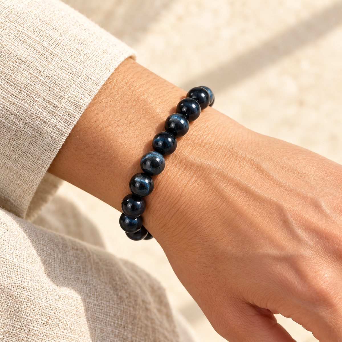 Confiance — Bracelet Azur | Œil-de-tigre bleu