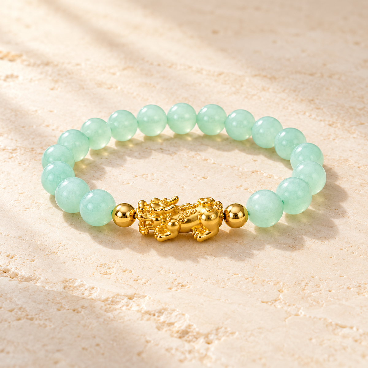 Prospérité — Bracelet Abondance | Pixiu et perles vertes