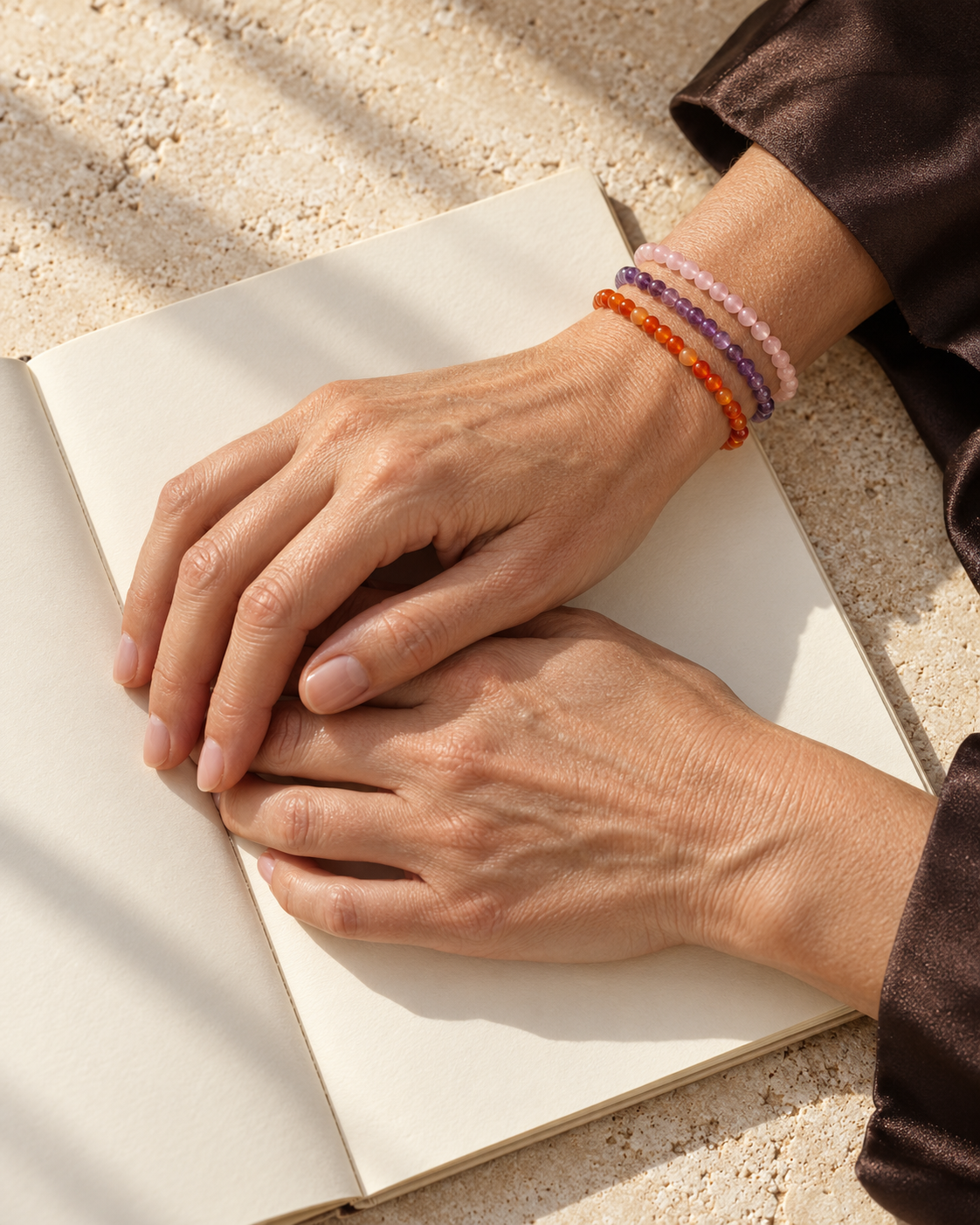 Amour — Bracelet Affinité | Quartz rose · petites perles